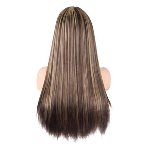 Peluca de <span class=keywords><strong>Cabello</strong></span> Largo y Liso Color Gris Marrón con Raya Invisible, Sin Pegamento, Alto Brillo, 13*4, con Frente de Encaje - Product Image 2