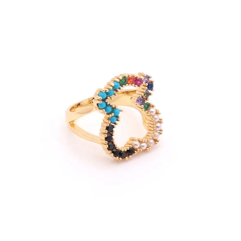 Lab Shiny Diamond Ring Jewelry Small Girls Design Gold Plated Antique Turquoise Stainless Steel Gemstone Rings