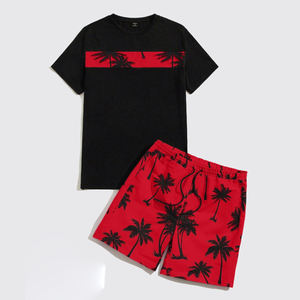 Ensemble deux pièces décontracté d'été pour homme, à séchage rapide, respirant, t-shirt à manches courtes et short, ensemble de plage pour homme - Product Image 6