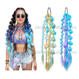 Nuovo Design per bambine per bambini 24 pollici Festival Ombre treccia per capelli Mini luce a Led bagliore colorato coda di cavallo - Product Image 5