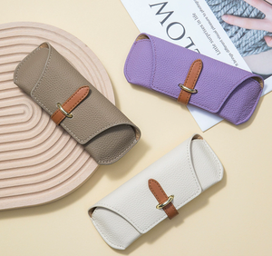 Étui à lunettes de luxe en cuir avec logo personnalisé, sac de voyage portable pour femme, étui de protection pour lunettes de soleil, gravure de nom, sac cosmétique tendance - Product Image 2