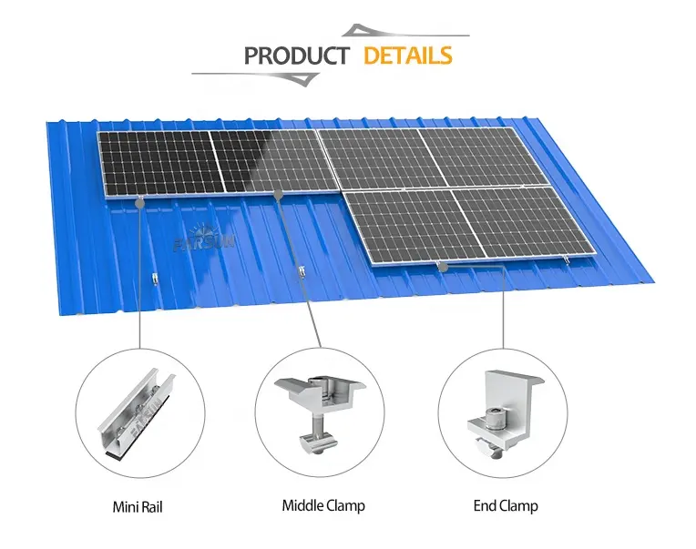 FarSun Trapezoidal Solar Rail System Solar Panel Mini Rail Mounting Kit