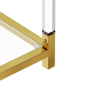 Modern Acrylic <b>Leg</b> <b>Coffee</b> <b>Table</b> Double Layer Tempered Glass Top Golden Metal Frame 47.2x23.6x17.7 Inch Living Room - Product Image 6