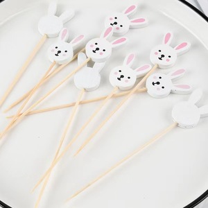 Dễ thương động vật tre thanh Burger Cocktail Thỏ <span class=keywords><strong>Mini</strong></span> món tráng miệng ngã ba tổ Dạ tiệc thanh trái cây Logo động vật - Product Image 4