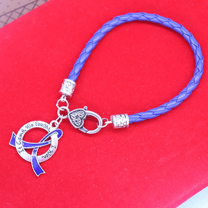 Cadena de cordón de gran calidad, letra grabada, venimos, luchamos, gano, inspira conciencia, pulseras colgantes de cinta azul para regalo - Product Image 5