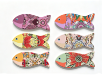 Sous-plat en céramique imprimé en forme de poisson personnalisé, motif floral océanique et mandala, résistant à la chaleur pour cuisine et table