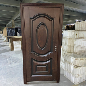 TECHTOP Porte d'entrée principale ornementale en fer de style classique Porte métallique de sécurité extérieure avec serrure pour la maison et la maison - Product Image 1