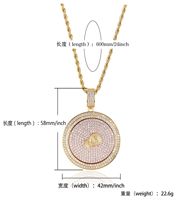 Collier rond avec pendentif sac d'argent, plaqué or, zircone cubique, chaîne corde, breloque bling, cadeau pour homme, bijoux de fête et de rue