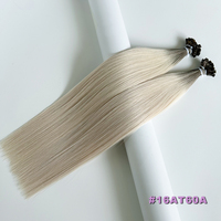 Ashy Rooted Platinum Blonde Italian Glue Kératine Flat Tip Cuticule Remy Hair Extensions