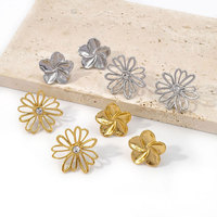 Pendientes de Acero Inoxidable de Moda al por Mayor, Chapados en Oro de 18K, Hipoalergénicos, con Dijes de Flores para Mujer, Ideales para Fiestas
