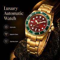 Montre mécanique pour homme, personnalisée, en gros, avec boîtier en acier inoxydable, verre saphir, miroir, étanche, pour les affaires