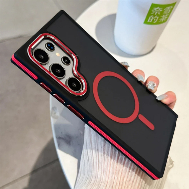 Luxury Matte Magnetic Phone Case for Samsung Galaxy S24 S22 Ultra S23 Plus S25 FE Mag Wireless Charging Shockproof Safe Cover