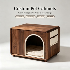 Maisonnette pour animaux de compagnie en bois écologique personnalisée avec fermeture auto-agrippante pour petits animaux, chiens, chats, armoire rectangulaire, table de chevet, <span class=keywords><strong>porte</strong></span> pour chat - Product Image 2