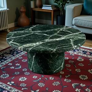 Mesa Auxiliar de Mármol Verde Ónix, Moderna, Minimalista, Hecha a Mano, Pedestal, Centro de Mesa, Piedra Natural Translúcida, Decoración - Product Image 3