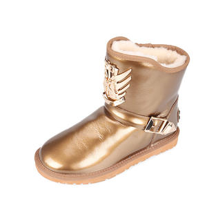 Bottes d'hiver en fourrure de neige <span class=keywords><strong>pour</strong></span> femmes doublées de laine en cuir de vachette noir imperméable et durable bon marché - Product Image 6