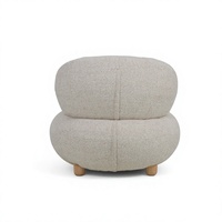 Fauteuil lounge moderne en tissu bouclé de style nordique avec pieds en bois, fauteuil d'appoint au design incurvé en forme de galet pour salon et chambre à coucher