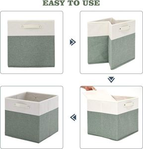 Boîtes de rangement en tissu de lin avec poignées, pliables, pour l'organisation des placards, des tiroirs et de la maison - Product Image 4
