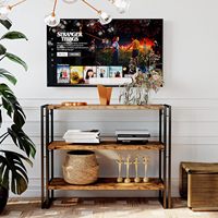 Table console moderne en bois pour canapé-lit avec 3 étagères, table d'appoint, table console moderne de luxe