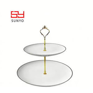 Offre Spéciale – Présentoir Créatif en Céramique et <span class=keywords><strong>Porcelaine</strong></span>, Compatible Lave-Vaisselle, Blanc, Double, Triple ou Quatre Niveaux, pour Fruits, Gâteaux et Snacks - Product Image 1