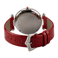 Edelstahl Diamantbesetzte Paaruhren Saphirglas 30M Wasserdicht Ronda-Uhrwerk Rotes Lederarmband