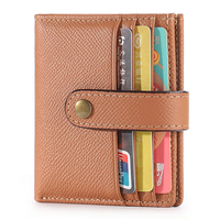 Dompet Koin Kulit Asli Mewah Kecil Khusus Wanita, Tempat Kartu Nama dengan Kancing Penutup
