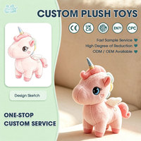 Peluche licorne rose douce Kawaii avec cornes arc-en-ciel, adorable animal en peluche ailé, idée cadeau d'anniversaire pour filles