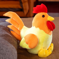 Peluche de poulet imposant à motif de points et rayures, jouet en peluche de poussin dodu, coussin décoratif de grande taille en forme de poule