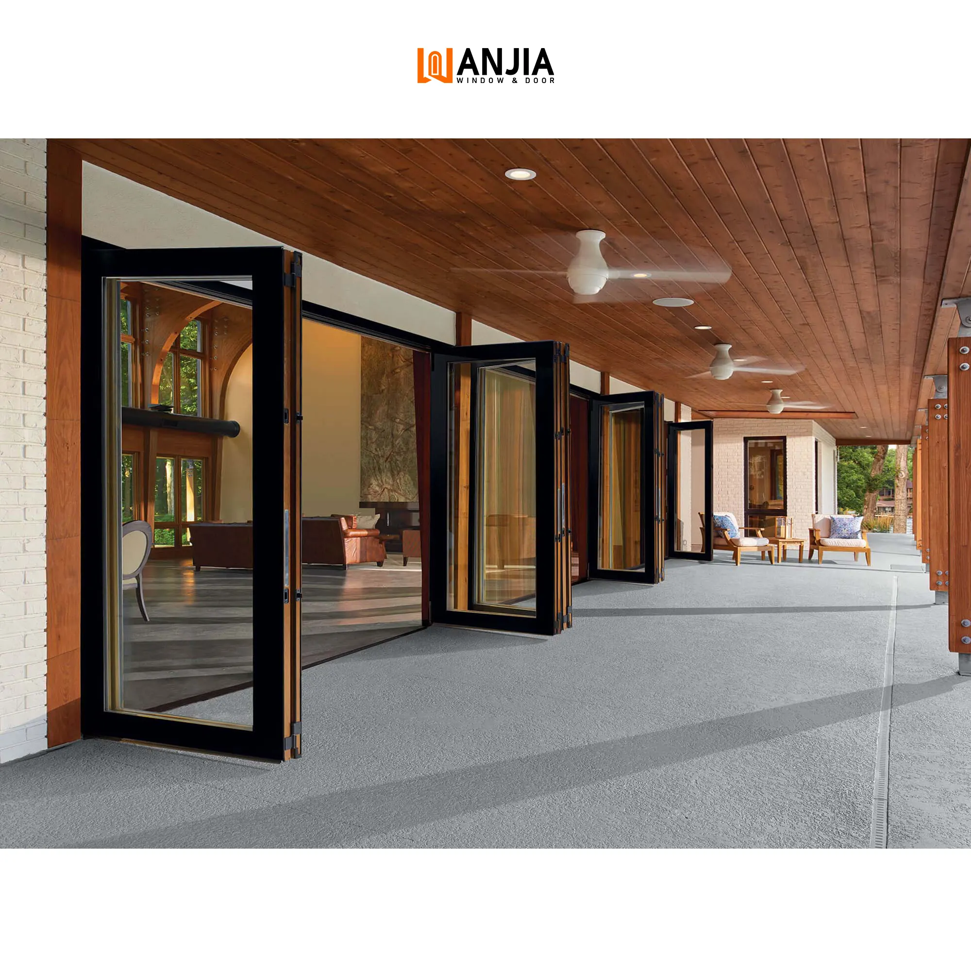 WANJIA, дизайнерские складные алюминиевые двери гармошкой для внутреннего дворика