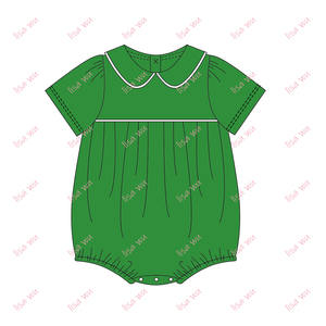 Baju Terusan Bayi Katun 100% Combed Polos Kerah Peter Pan dengan Lis Putih Bordir Nama untuk Balita - Product Image 4