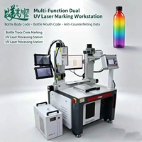 Machine de marquage laser UV à double tête en acier inoxydable pour le marquage des codes QR sur les bouteilles double face et la collecte d'informations