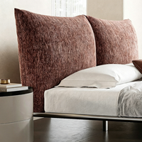Lit double flottant Petal, luxe européen, revêtement en tissu, cadre en acier inoxydable, inclinable, taille king, matelas assorti gratuit, haut de gamme
