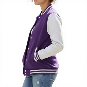 Chaqueta Varsity de Invierno para Hombre, 100% Lana, Resistente al Viento, Informal, con Logotipo Bordado Personalizado, Color Sólido, Cuello Camisero, en Venta - Product Image 3