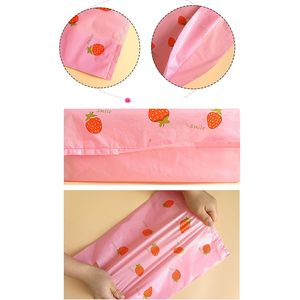 Pink <b>Strawberry</b> Plastic Shopping Bags Large With Handles For Groceries - Product Image 6