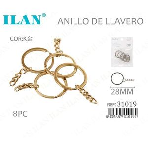 Portachiavi Ilan con catena in oro K 28 mm per chiavi e accessori - Product Image 2