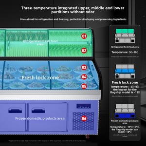Réfrigérateur de présentation ouvert YINZHENG en acier inoxydable pour restaurant commercial, à trois températures et cinq niveaux, pour barbecue et commandes - Product Image 3