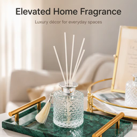 Diffuseur de roseaux en verre cristal personnalisable, aromathérapie personnalisée, parfum d'intérieur, étiquettes privées, vase à huile parfumée avec pompon
