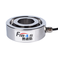 Celda de Carga Fibos FA10 Tipo Donut con Orificio Pasante 10-200kN, Sensor de Fuerza de Compresión de Acero Inoxidable con Salida Analógica/Digital y Conexión Roscada