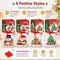 Ensemble de micro-blocs de construction de Noël avec boîte cadeau et vitrine, 4 styles, mini briques, jouet de décoration DIY, vente en gros, cadeau de Noël