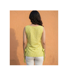 best Selling Women Checked Kurti Cotton Stylish Summer Casual Ethnic Wear <b>Top</b> Lightweight Daily Tunic Bulk Order Supplier - Product Image 3