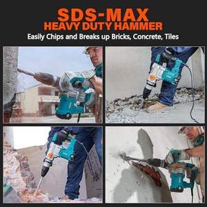 สว่านโรตารี่ Berserker Power 1500W SDS-Max แบบมีสาย ระดับมืออาชีพ พร้อมหัวจับดอกสว่านแบบไม่ใช้กุญแจ และด้ามจับแบบ D-Handle - Product Image 4