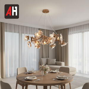 Lustre moderne en cuivre et aluminium en forme de feuille, taille et couleur personnalisables, ampoules <span class=keywords><strong>LED</strong></span> G9, éclairage intérieur à économie d'énergie, salon - Product Image 6
