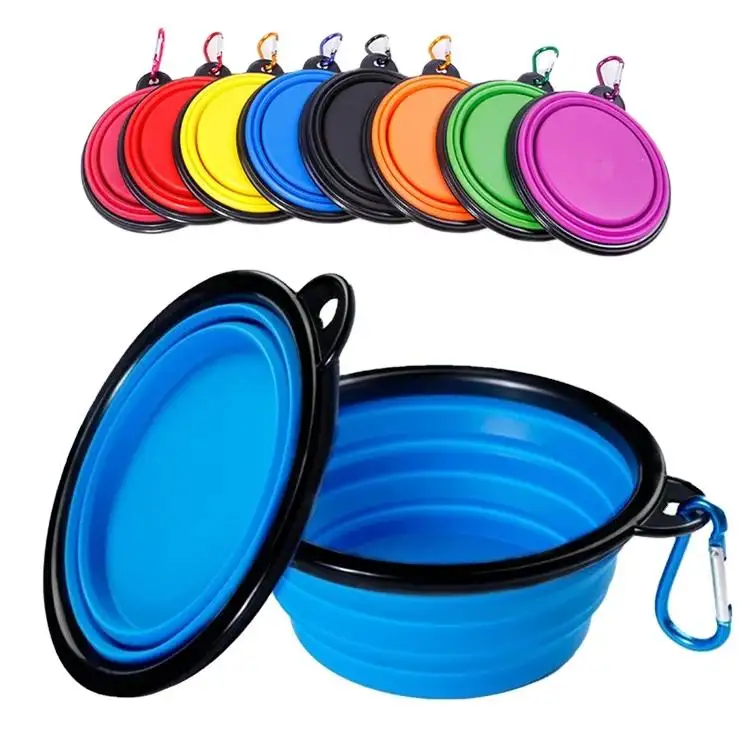 Mangeoires pliables en silicone pour animaux de compagnie, conteneur de nourriture portable pour chiots, 350ml/1000ml