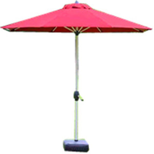 Parasol de terrasse extérieur 2,7 m avec mât en aluminium, levage manuel à manivelle, protection solaire en polyester, base en résine, inclinaison manuelle, design contemporain - Product Image 1