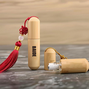 Botellas de Perfume Portátiles de Lujo, Recargables, Vacías, de 5 ml, con Rodillo de Madera de Bambú para Colgar - Product Image 4