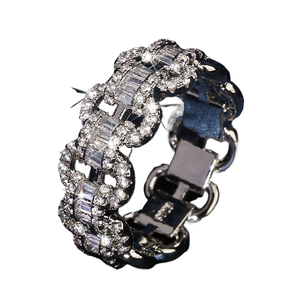 Bagues Hip Hop personnalisées en chaîne de fer avec zircon, <span class=keywords><strong>anneaux</strong></span> superposés tendance pour hommes - Product Image 1