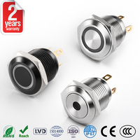 Interrupteur à bouton-poussoir DC en métal noir, marche/arrêt, 16/19/22 mm, avec LED rétroéclairée, interrupteurs lumineux à verrouillage