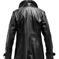 Manteau long en cuir imperméable imprimé, réversible, double boutonnage, de haute qualité, respectueux de l'environnement, style hiver, sur mesure pour homme