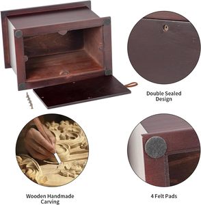Guci Kremasi Abu Jenazah Manusia Kayu Dewasa Uniseks Desain Pohon Kehidupan Bentuk Persegi Panjang Dekoratif Kapasitas Besar 250 IBS Pemakaman - Product Image 2