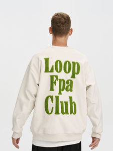 Pull à col rond en coton éponge à lettres, surdimensionné, uni, streetwear, pour couple, épaules tombantes, automne, vente en gros - Product Image 4