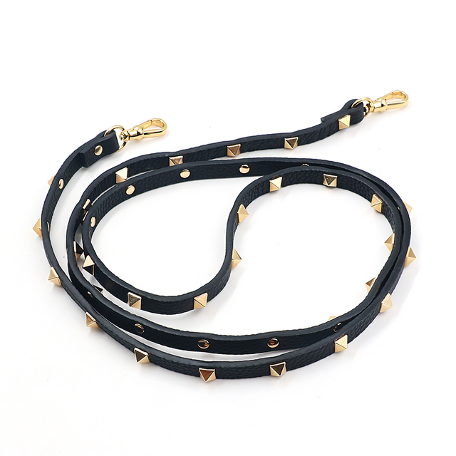 High Quality Pebble Grain Texture Waterproof Genuine Leather Rivet Shoulder Strap